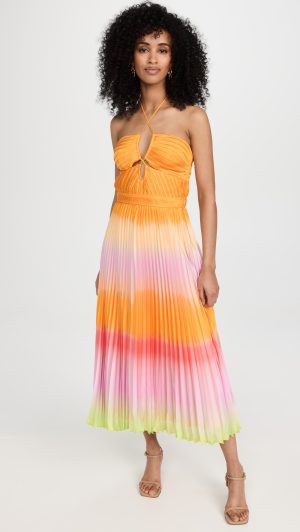 Women's Midi Dresses | SIMKHAI Annita Ombre Plisse Cut Out Midi Dress - LK22562