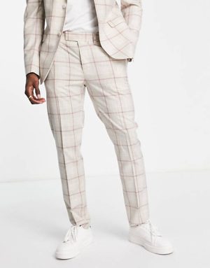 Men Skinny Fit Suits | Topman skinny suit pants in pink check- LRD0685